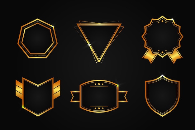 Vector gratuito colección de insignias de lujo dorado degradado