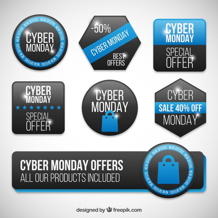 Vector gratuito colección de insignias de lunes cibernético