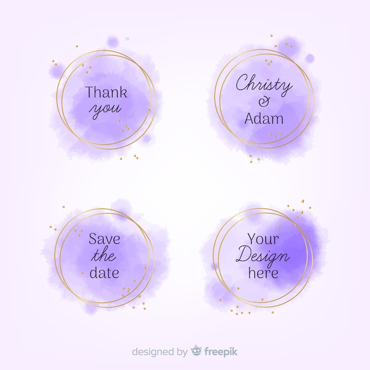 Vector gratuito colección de insignias de manchas de acuarela para bodas