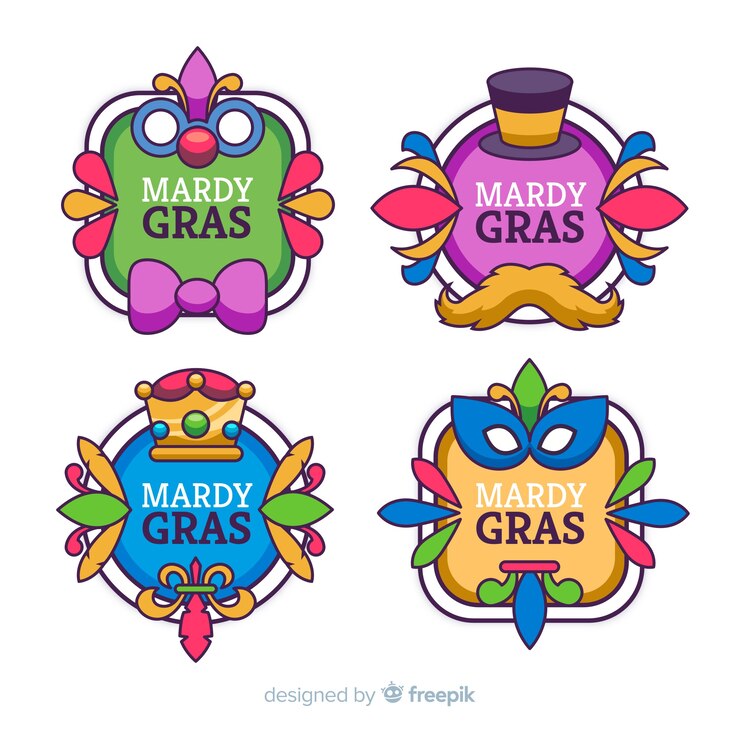 Vector gratuito colección de insignias de mardi gras carnaval