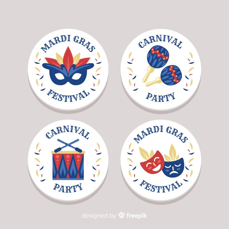 Vector gratuito colección de insignias de mardi gras