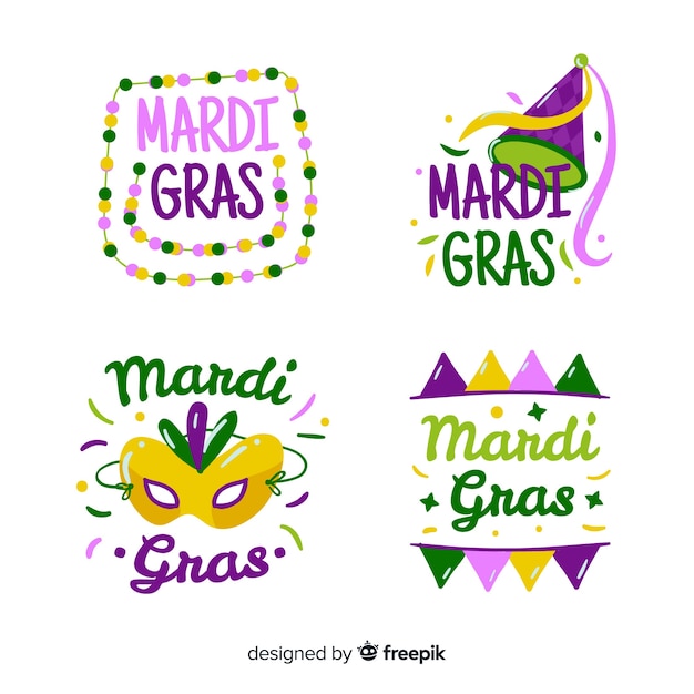 Vector gratuito colección de insignias de mardi gras