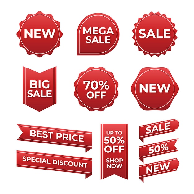 Colección de insignias de mega rebajas planas