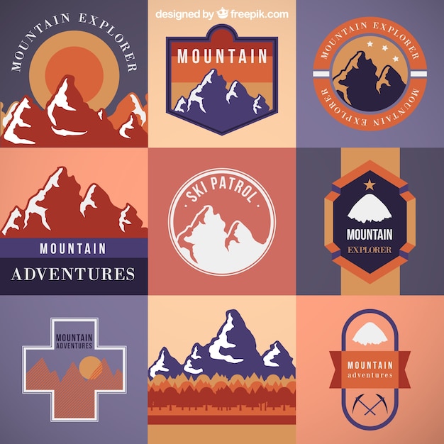 Vector gratuito colección de insignias de montaña