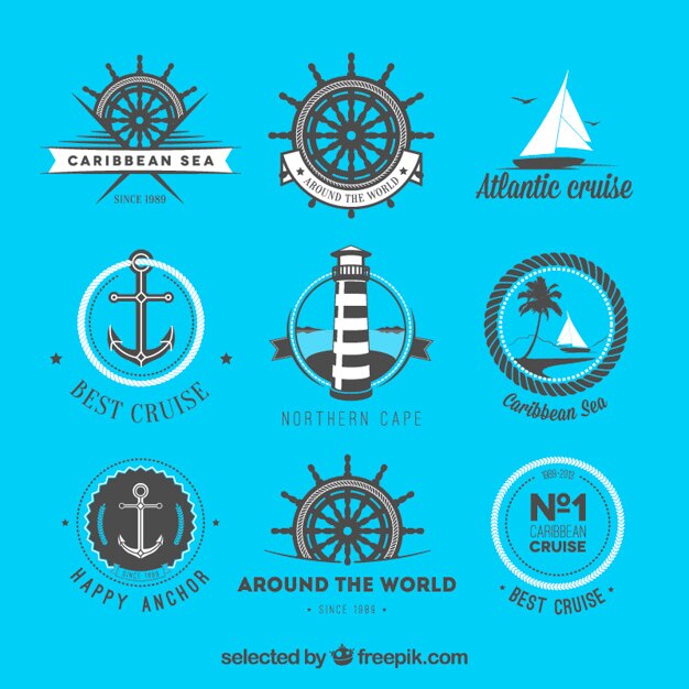 Vector gratuito colección insignias náuticas
