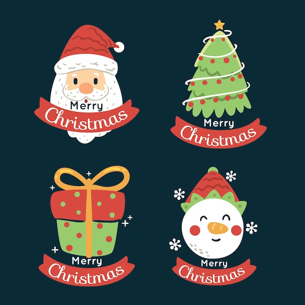 Colección de insignias de navidad dibujadas a mano