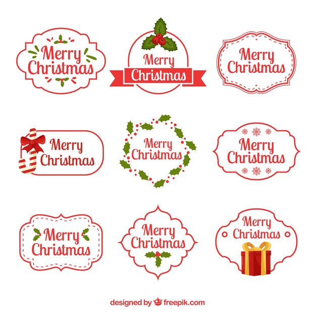 Vector gratuito colección de insignias de navidad en formas diferentes