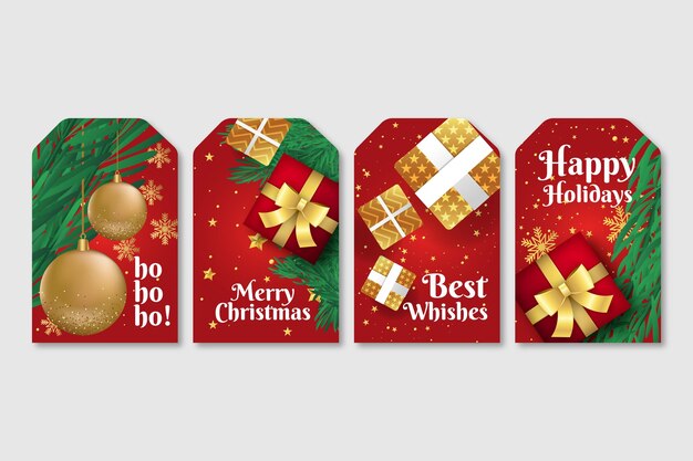 Vector gratuito colección de insignias navideñas con degradado