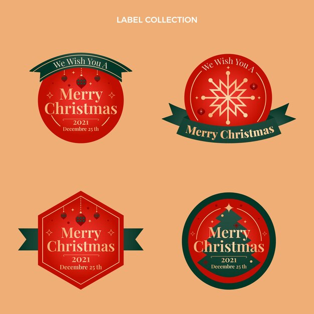 Colección de insignias navideñas con degradado