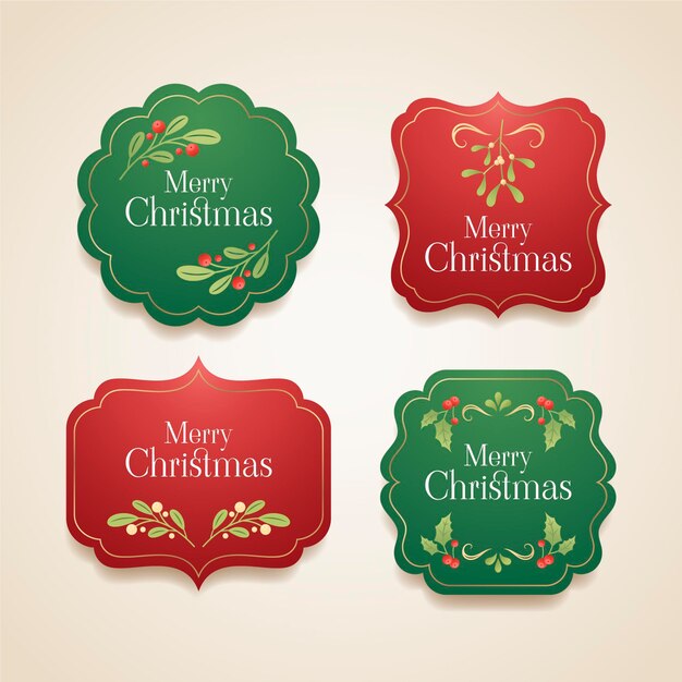 Colección de insignias navideñas con degradado