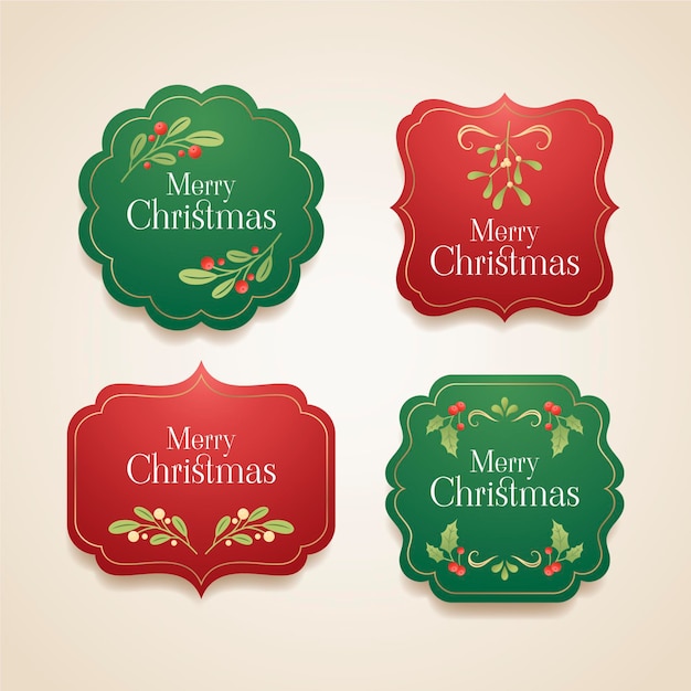 Colección de insignias navideñas con degradado