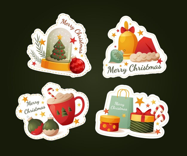Colección de insignias navideñas con degradado