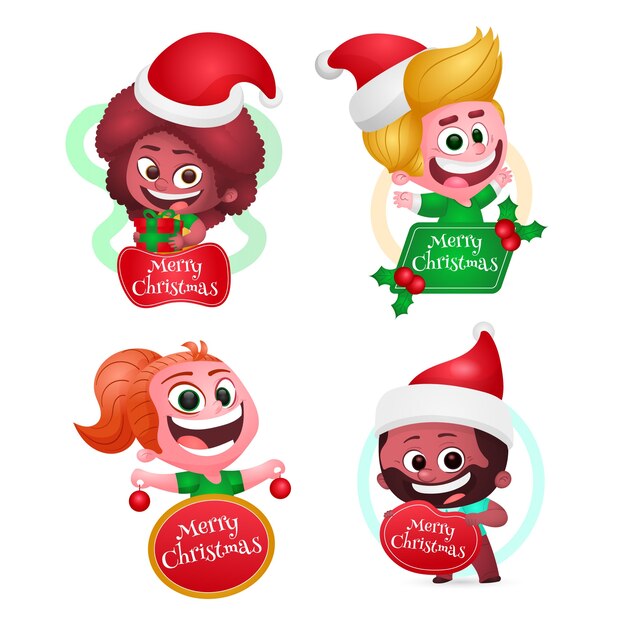 Colección de insignias navideñas con degradado