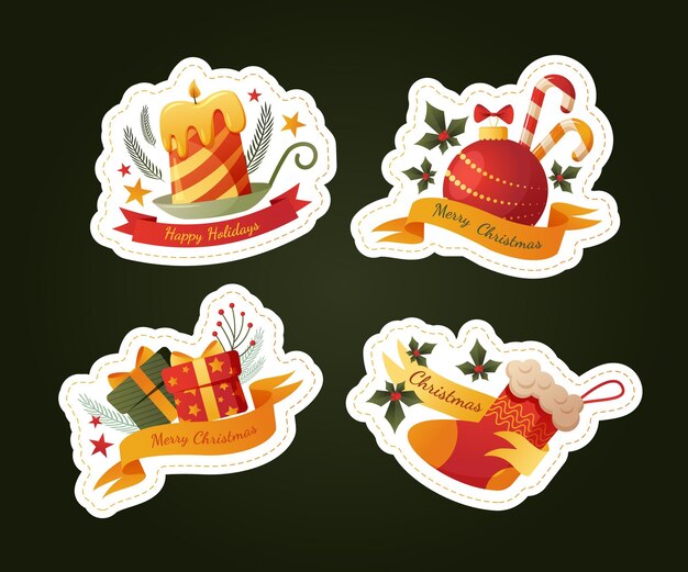 Colección de insignias navideñas con degradado