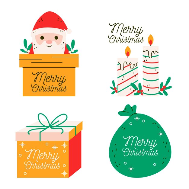 Vector gratuito colección de insignias navideñas dibujadas a mano