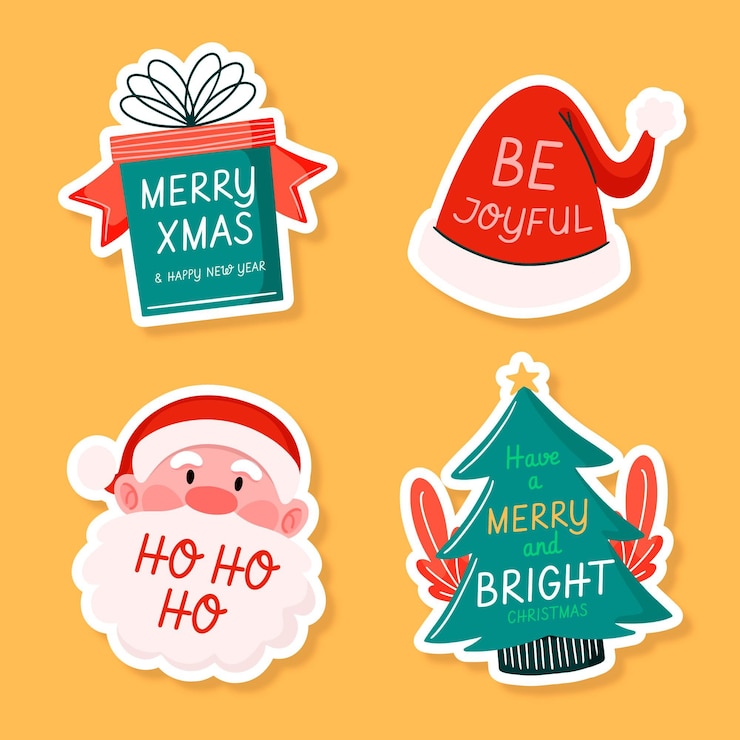 Vector gratuito colección de insignias navideñas dibujadas a mano