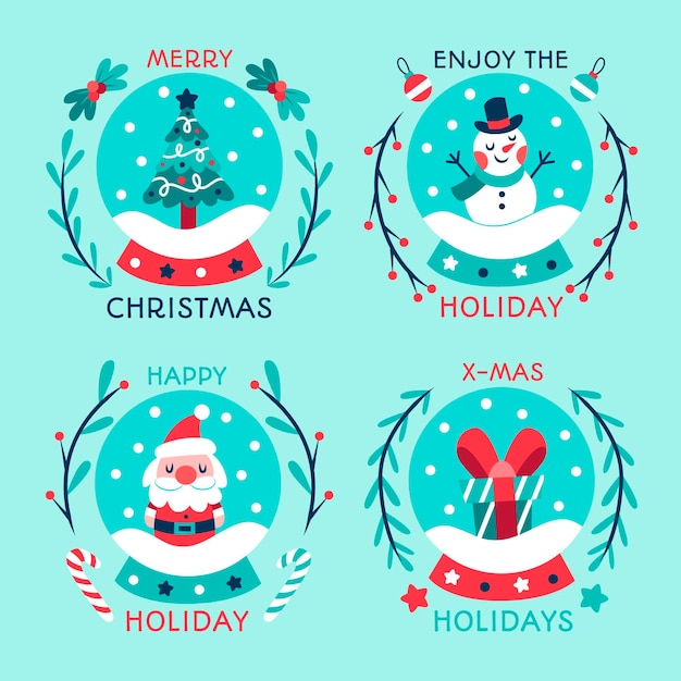 Vector gratuito colección de insignias navideñas dibujadas a mano