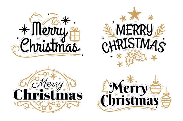 Colección insignias navideñas dibujadas a mano