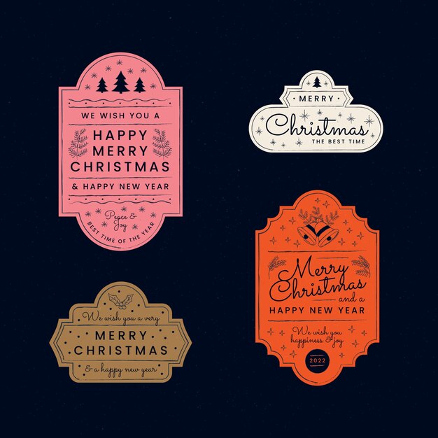 Colección insignias navideñas dibujadas a mano