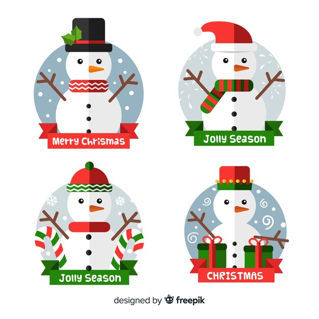 Colección de insignias navideñas en diseño plano