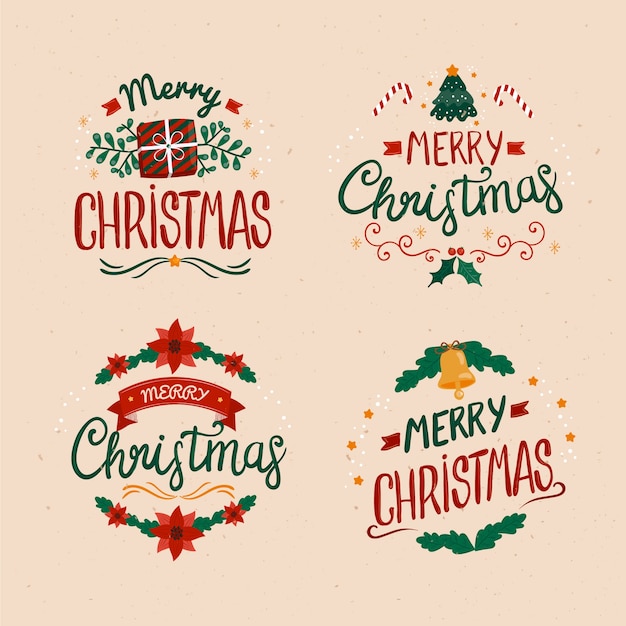 Colección de insignias navideñas de diseño plano