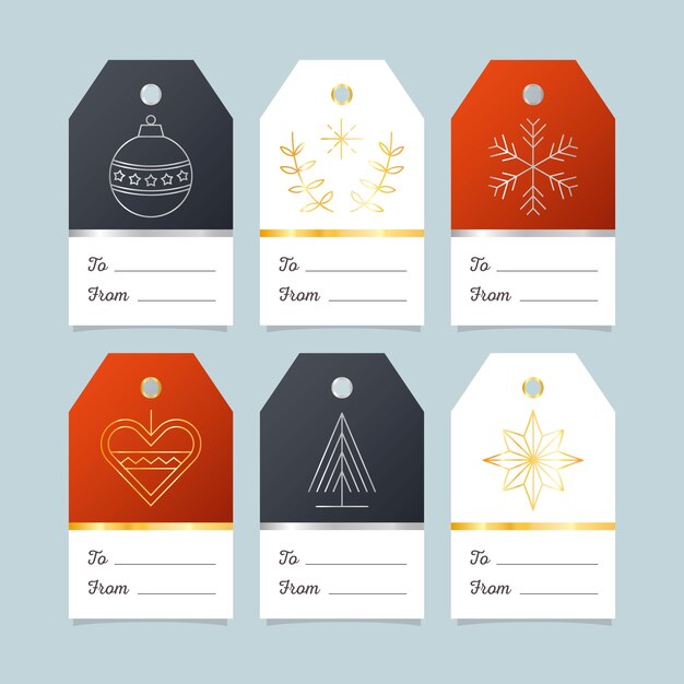 Colección de insignias navideñas de diseño plano