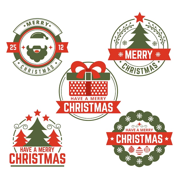 Colección de insignias navideñas en diseño plano