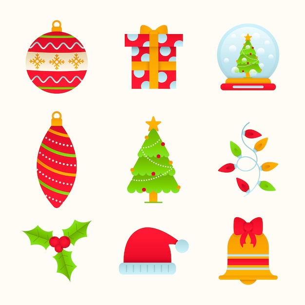 Colección de insignias navideñas en diseño plano