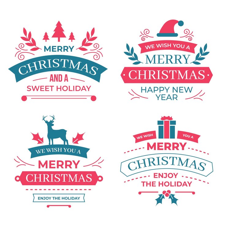 Vector gratuito colección de insignias navideñas en diseño plano