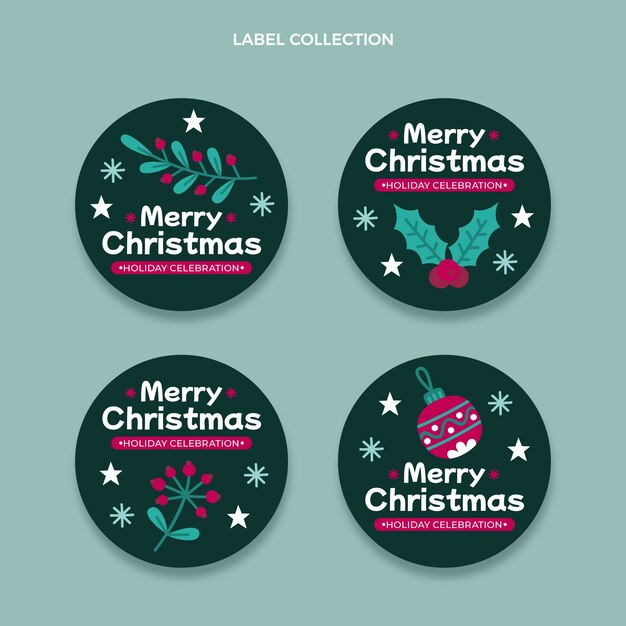 Colección insignias navideñas planas dibujadas a mano