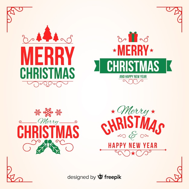 Colección de insignias navideñas planas