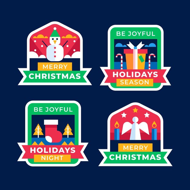 Colección de insignias navideñas planas