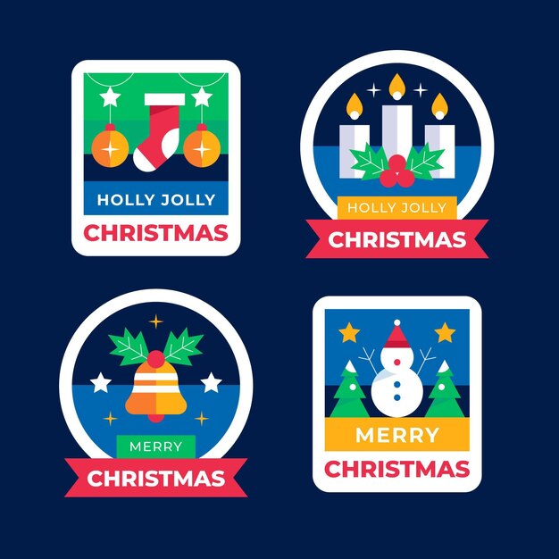 Colección de insignias navideñas planas