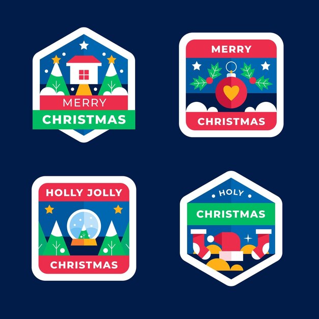 Colección de insignias navideñas planas