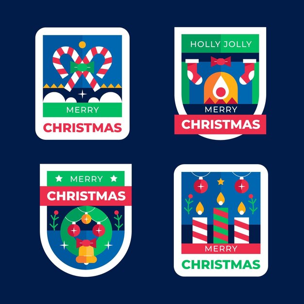 Colección de insignias navideñas planas