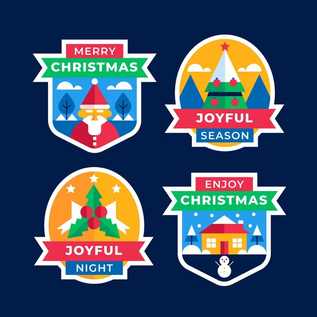 Colección de insignias navideñas planas