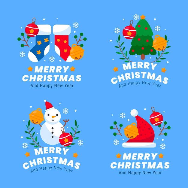Colección de insignias navideñas planas