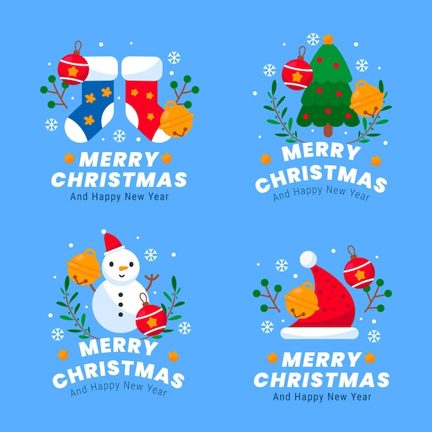 Colección de insignias navideñas planas
