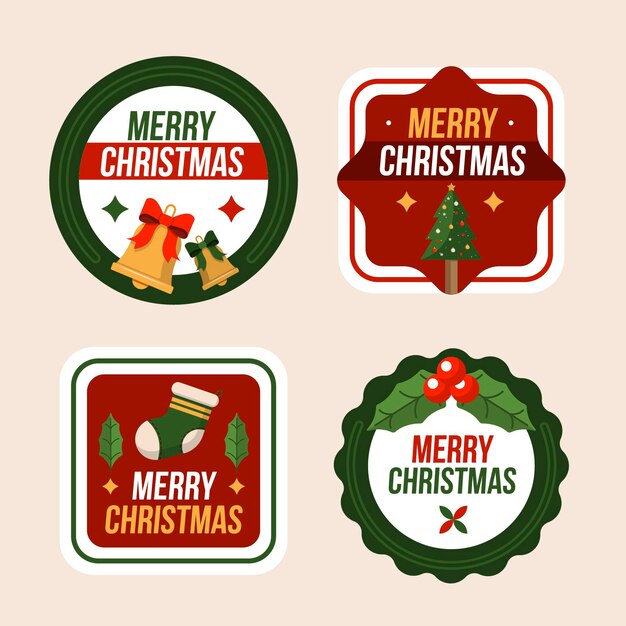 Colección de insignias navideñas planas