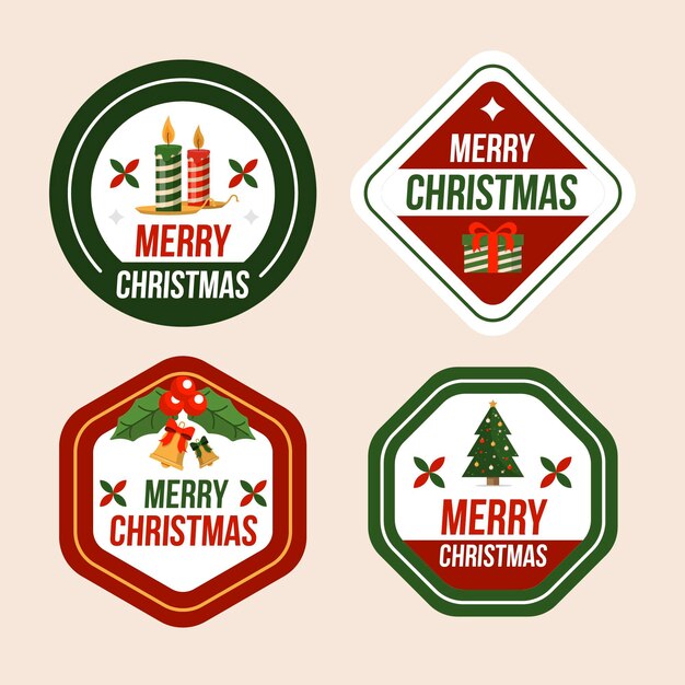 Colección de insignias navideñas planas