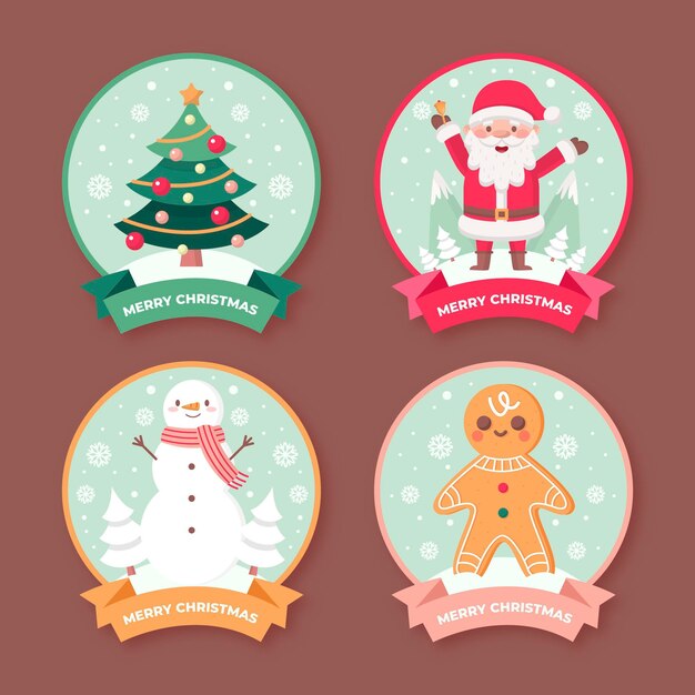 Colección de insignias navideñas planas