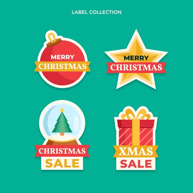 Colección de insignias navideñas planas
