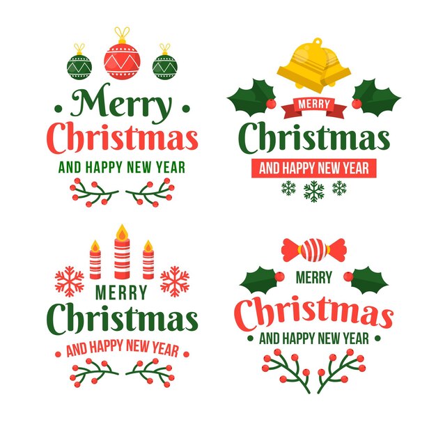 Colección de insignias navideñas planas