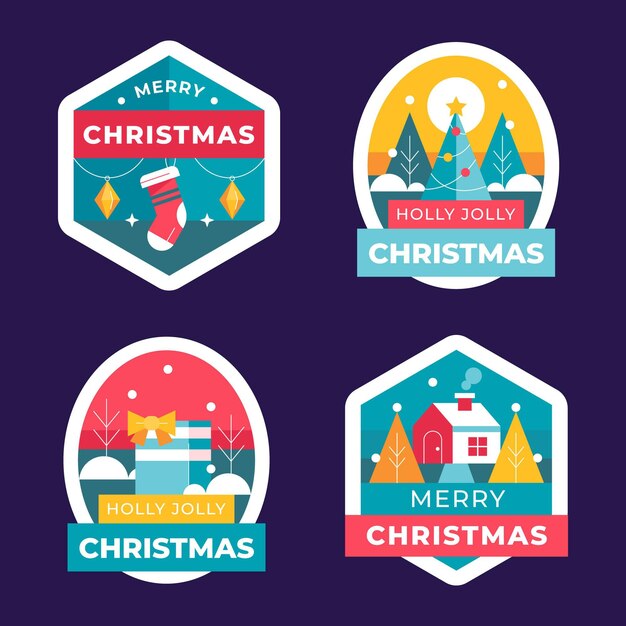 Colección de insignias navideñas planas
