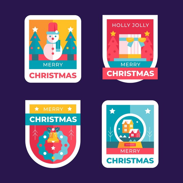 Colección de insignias navideñas planas