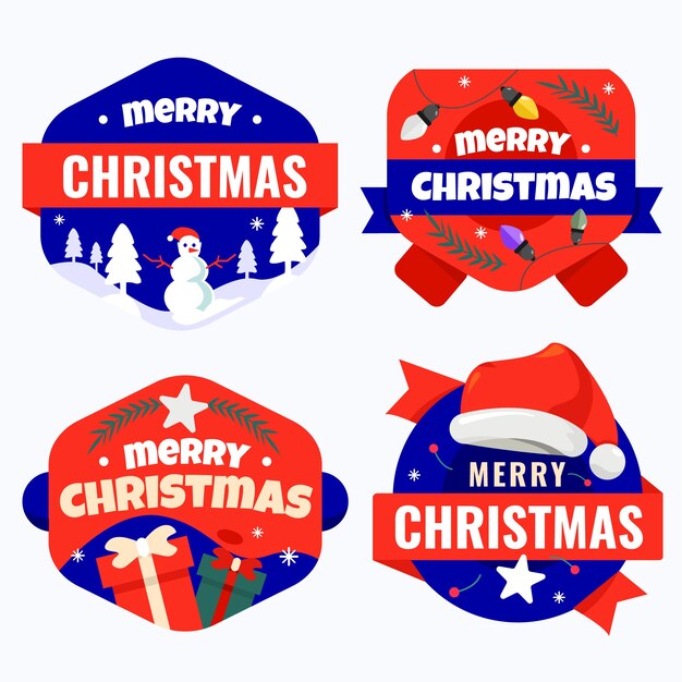 Colección de insignias navideñas planas