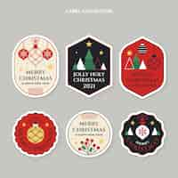 Vector gratuito colección de insignias navideñas planas