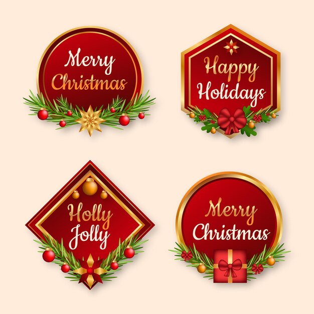 Colección de insignias navideñas realistas