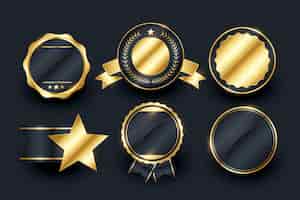 Vector gratuito colección de insignias o elementos de emblema de primera calidad para diseños galardonados