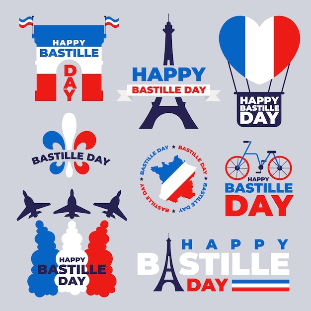 Colección de insignias orgánicas del día de la bastilla
